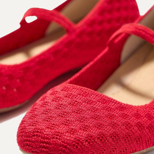 The Max Square Mary Jane - Red Crisp Basketweave - Image 7